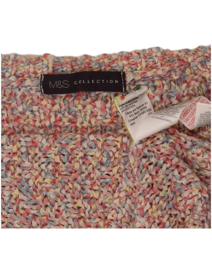 MARKS & SPENCER Maglione corto girocollo da donna UK 14 Large Rosa