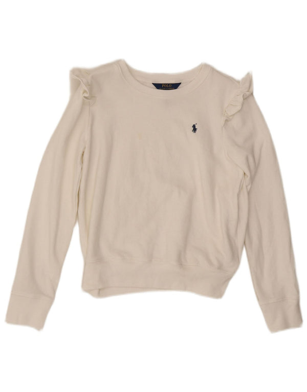 Polo Ralph Lauren Felpa per Bambina 12-13 Anni Large in Cotone Bianco