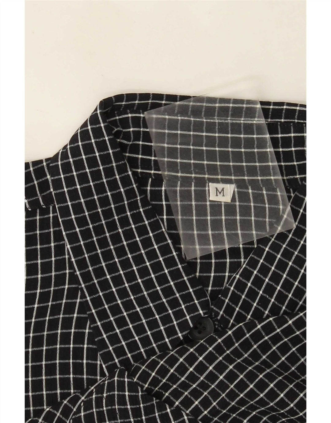 Camicia vintage da uomo a quadri neri medi
