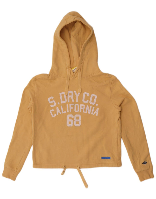 Felpa con cappuccio grafica da donna Superdry UK 8 Small in cotone giallo