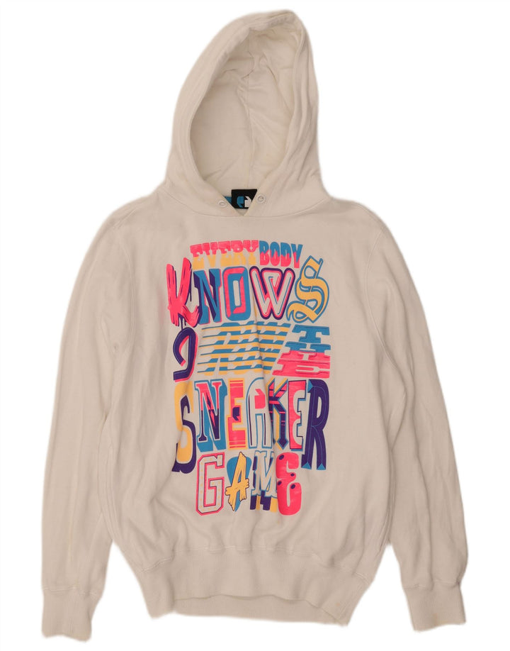 SNEAKER FREAK  Womens Oversized Graphic Hoodie Jumper UK 10 Small White