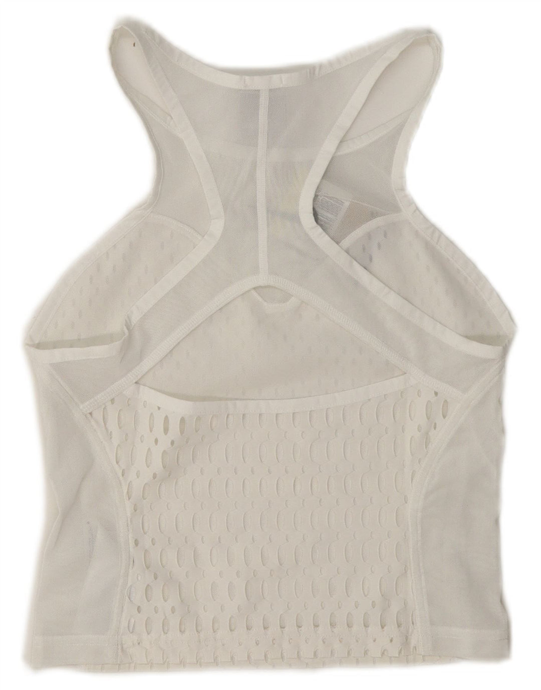 Nike - Canotta corta da donna, vestibilità attillata, trasparente, taglia UK 8, piccola, in poliestere bianco
