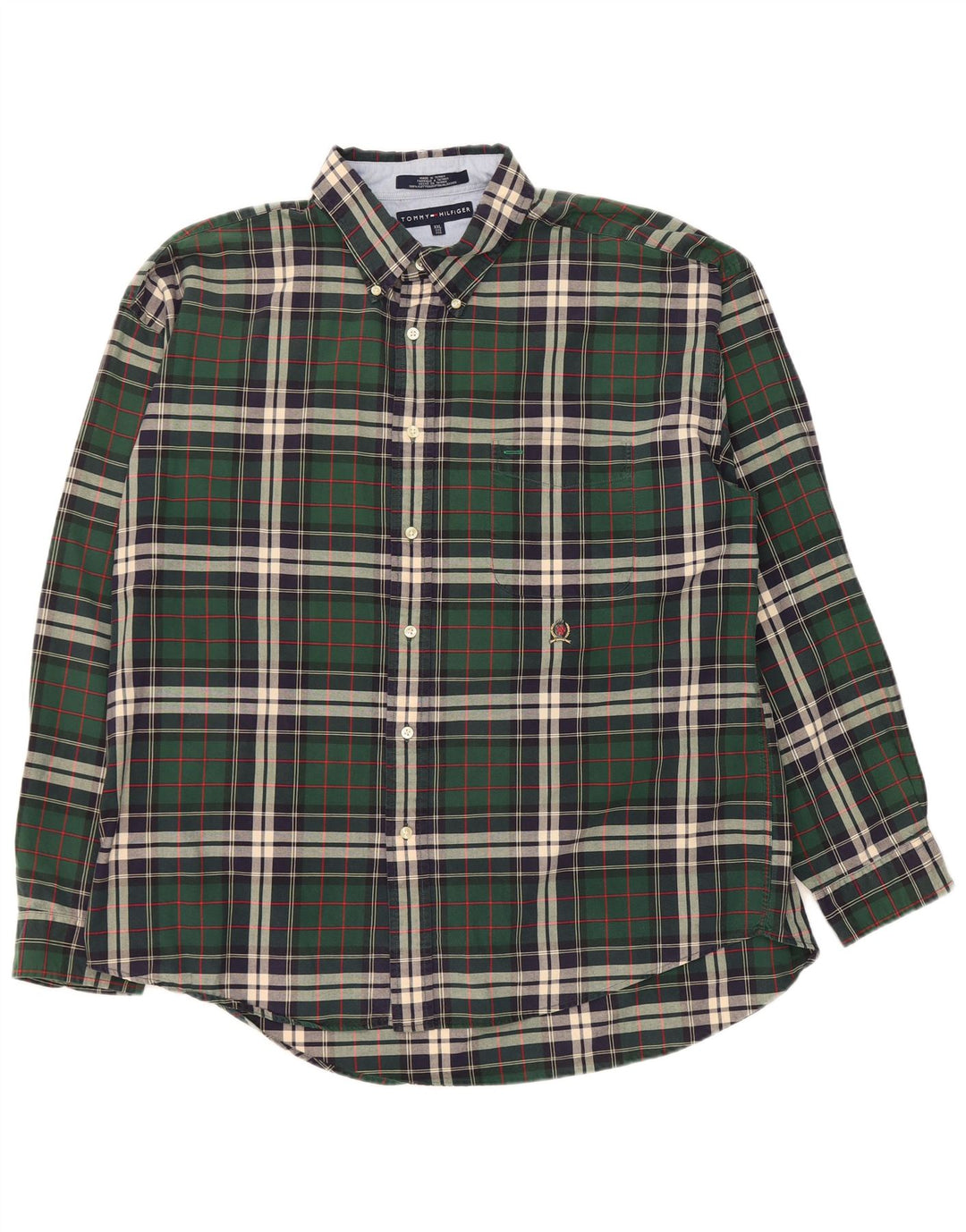 Camicia in flanella da uomo Tommy Hilfiger 2XL cotone a quadri verde