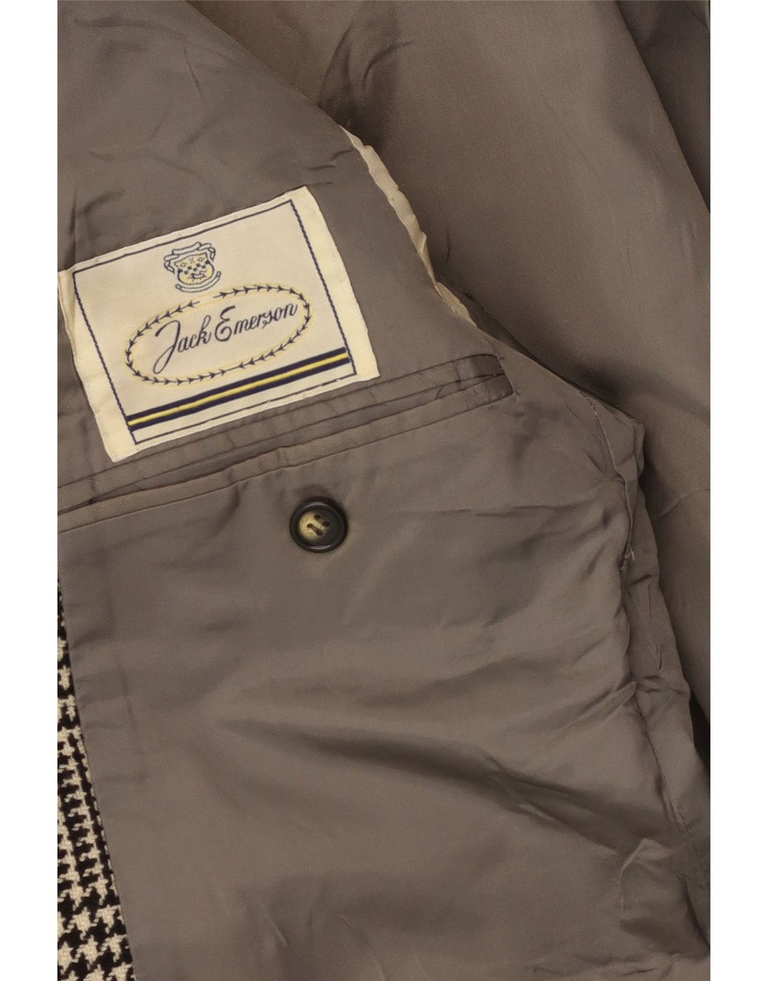 Giacca blazer da uomo a 2 bottoni Jack Emerson UK 36 piccolo pied de poule nero