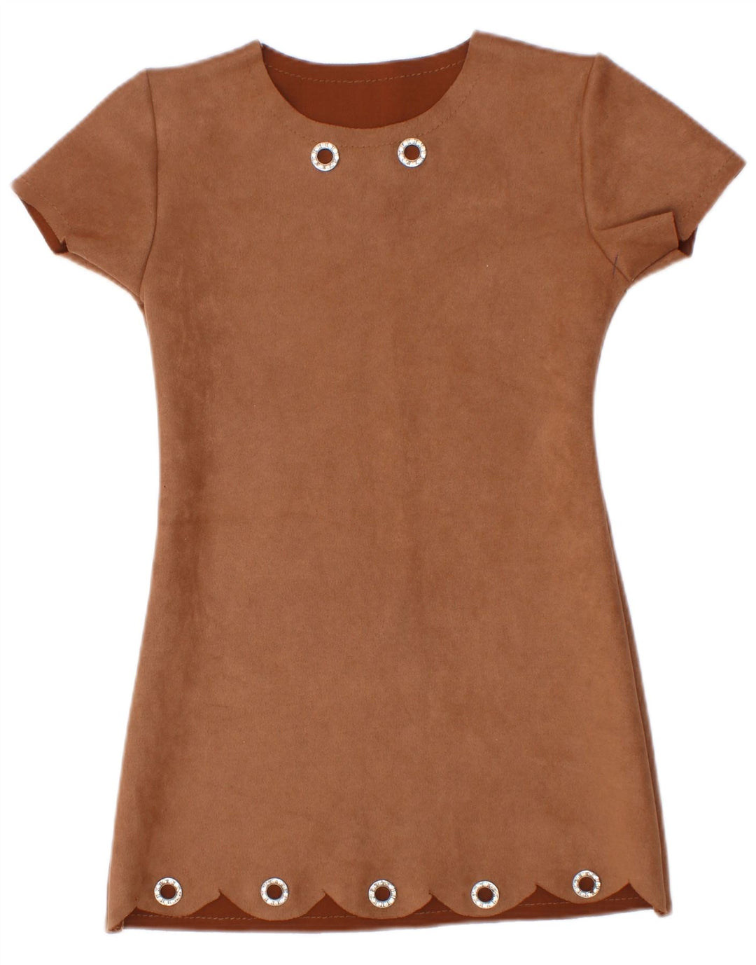 Abito a trapezio vintage per bambina 3-4 anni in poliestere marrone