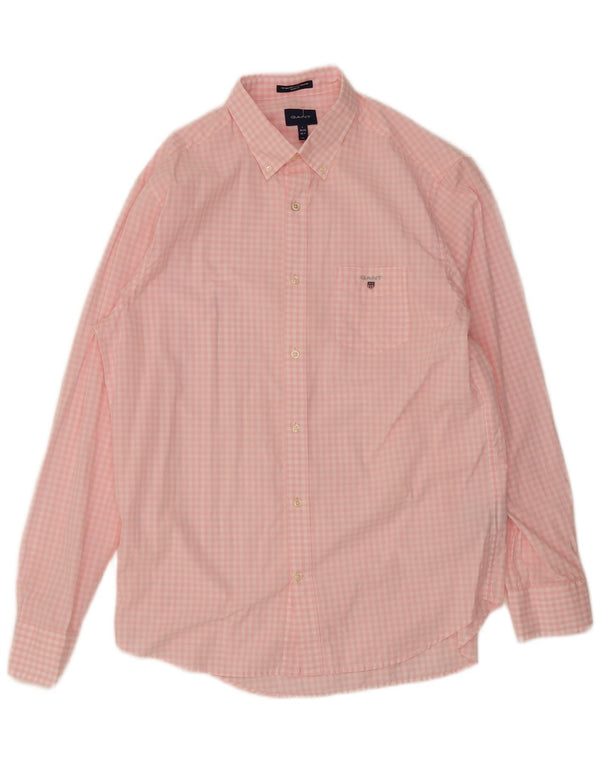 Gant Camicia da uomo vestibilità regolare taglia 16 1/2 41/42 grande cotone a quadretti rosa