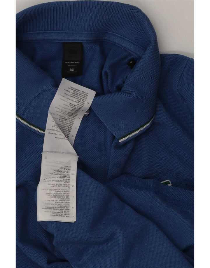 Polo da uomo G-Star in cotone a righe blu medio