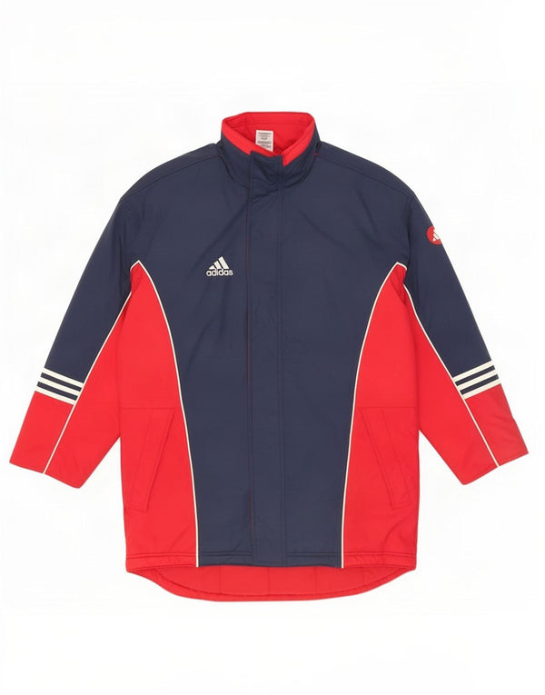 Cappotto imbottito con cappuccio da uomo Adidas UK 38/40 Medium Blu Navy Colourblock