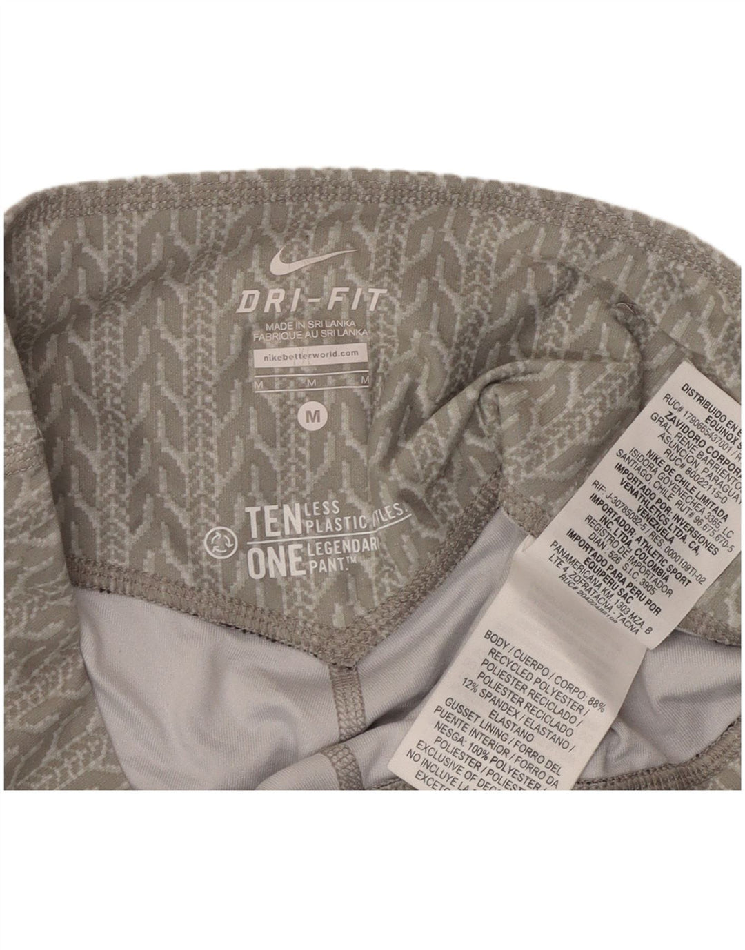 Leggings Nike Dri Fit Capri da donna UK 14 Poliestere geometrico grigio medio