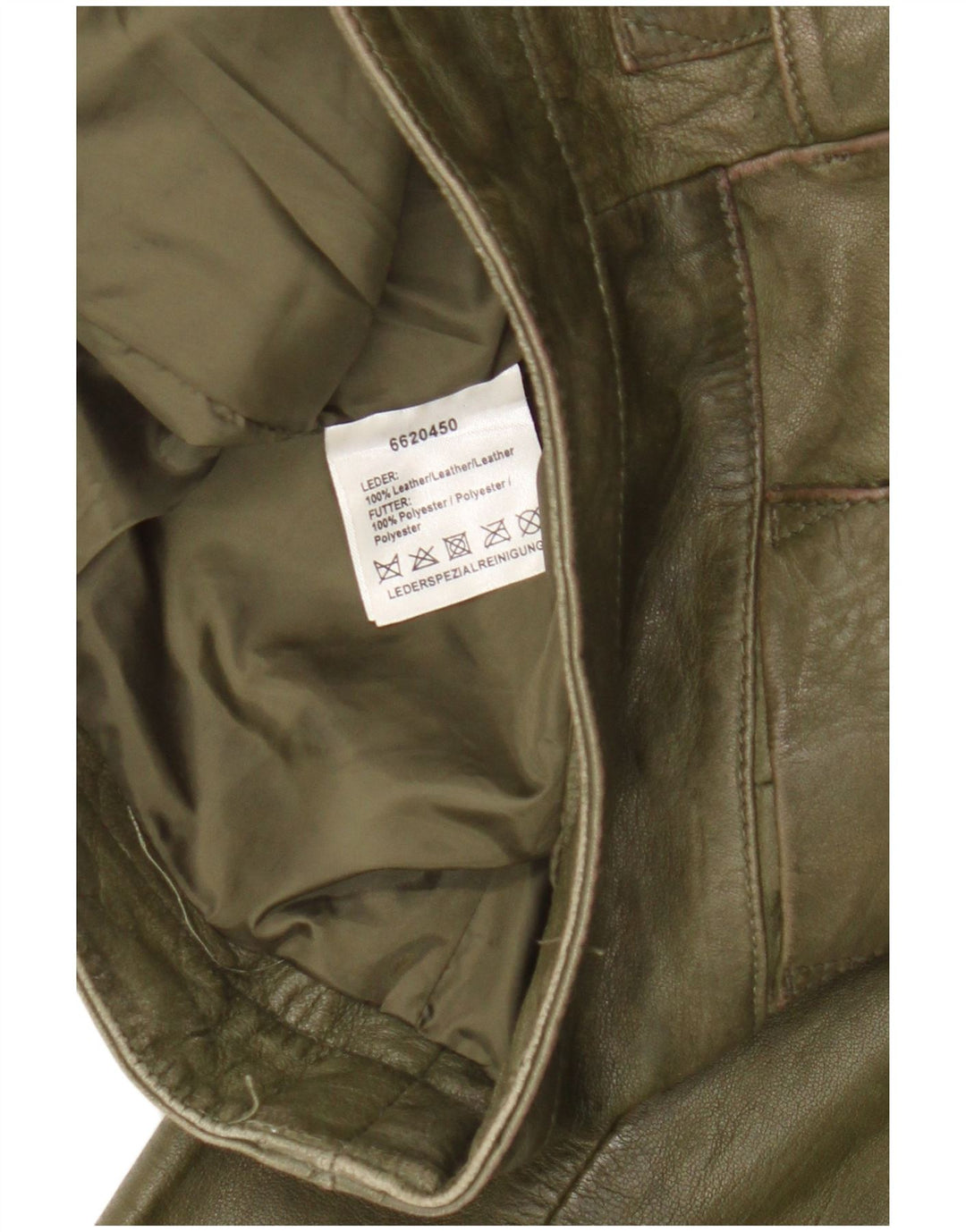 Pantaloni slim in pelle vintage da donna W30 L29 in pelle verde