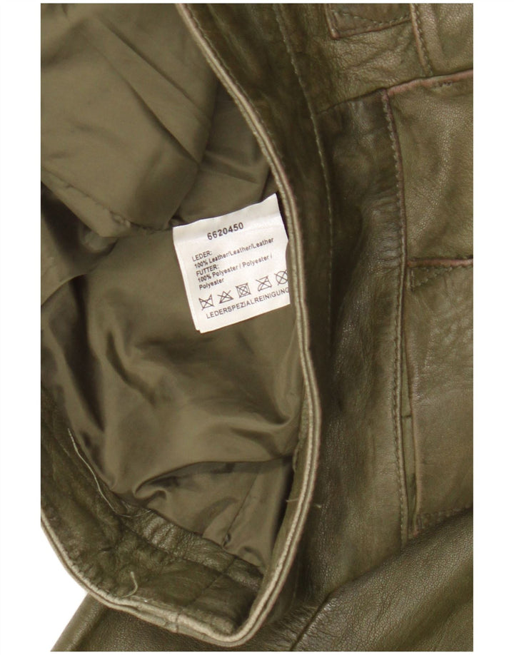 Pantaloni slim in pelle vintage da donna W30 L29 in pelle verde