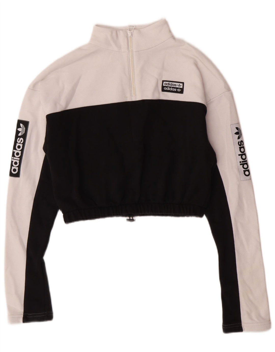 Felpa con grafica corta ADIDAS da donna UK 8 Small White Colourblock