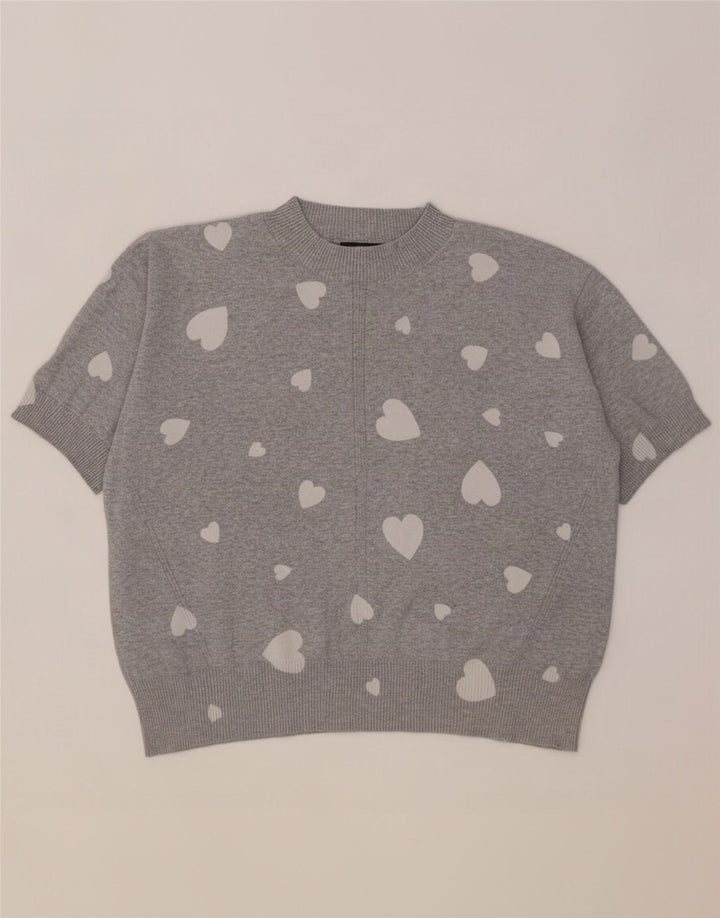 Maglione maglione girocollo da donna Marks & Spencer UK 14 Cuore grigio medio