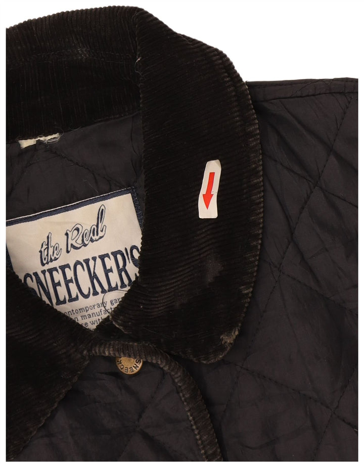 Giacca trapuntata da donna vintage UK 14 grande in poliammide blu navy