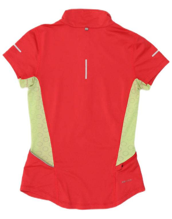 T-shirt da donna Nike Dri Fit con collo e zip, taglia UK 6 XS, colore rosso
