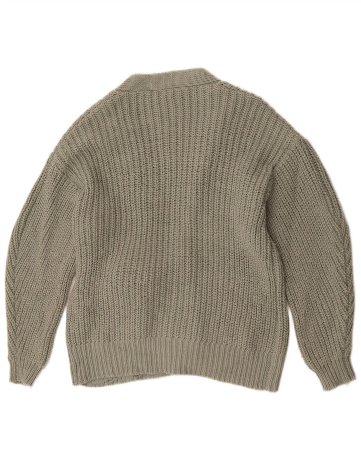 Maglione cardigan oversize con cravatta frontale da donna Zara UK 10 piccolo acrilico verde