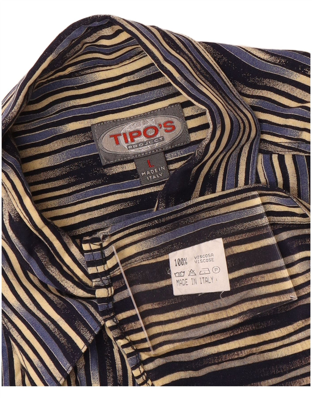 Tipo' S Camicia Uomo Manica Corta Large in Viscosa a Righe Multicolori