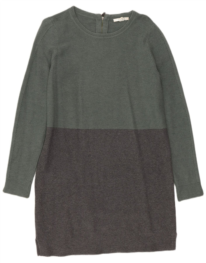 WHITE STUFF Abito maglione da donna UK 12 Cotone color block verde medio