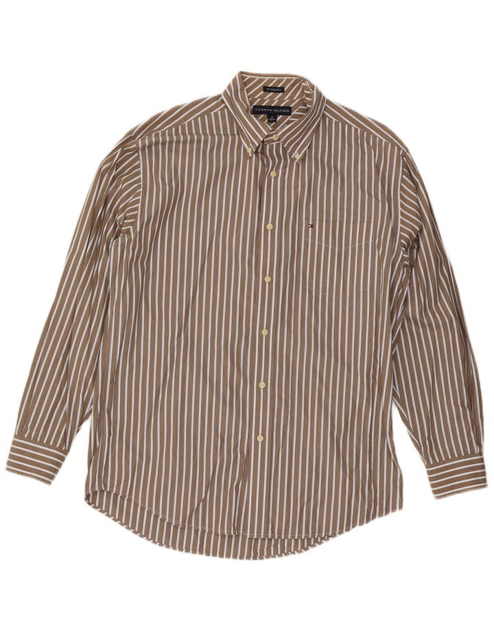 Camicia da uomo Tommy Hilfiger in cotone a righe beige medio