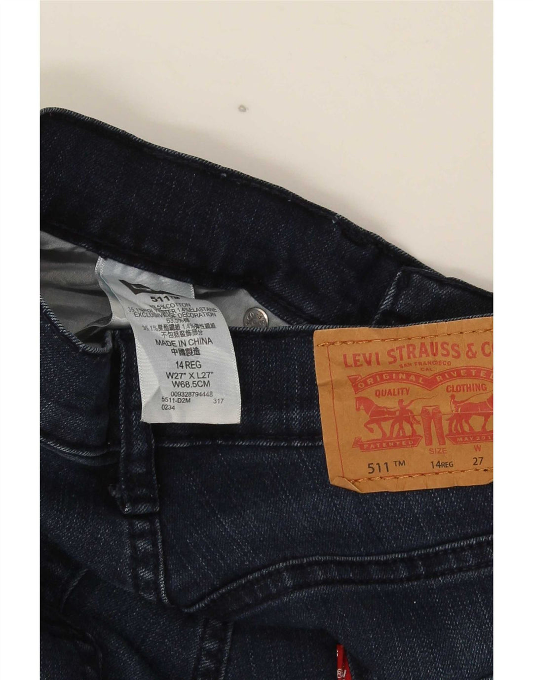 Levi's Ragazzi 511 Jeans Slim 13-14 anni W27 L27 Cotone Blu