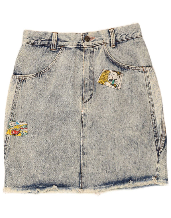 Gonna di jeans vintage da donna piccola W26 blu