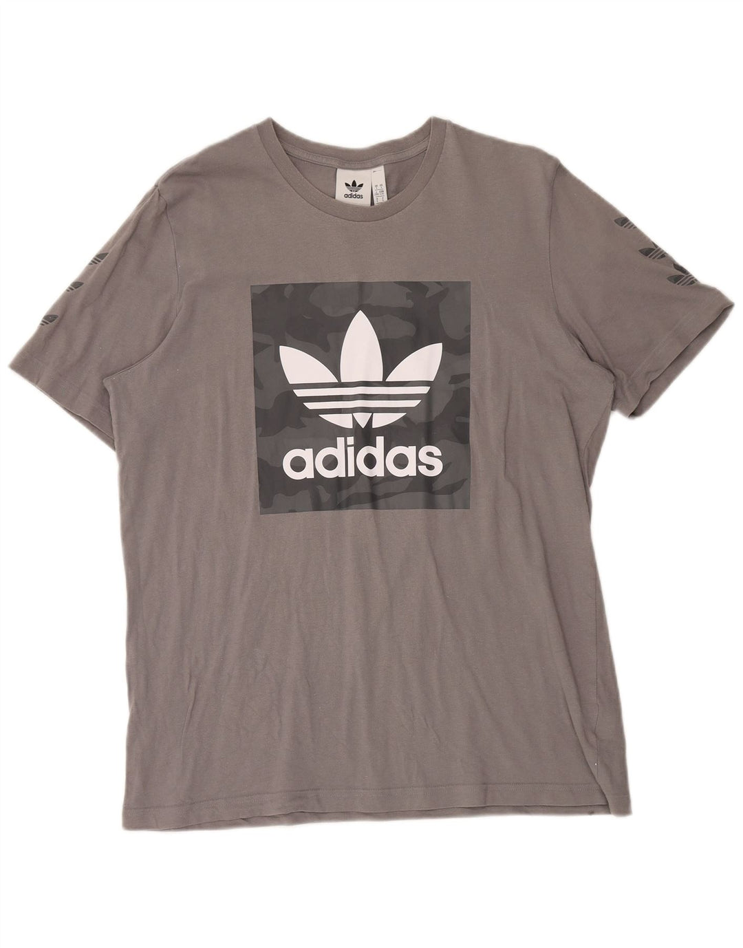 T-shirt grafica da uomo ADIDAS Top grande in cotone grigio