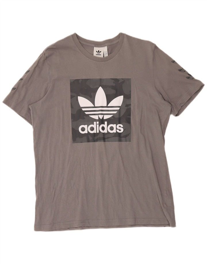 T-shirt grafica da uomo ADIDAS Top grande in cotone grigio