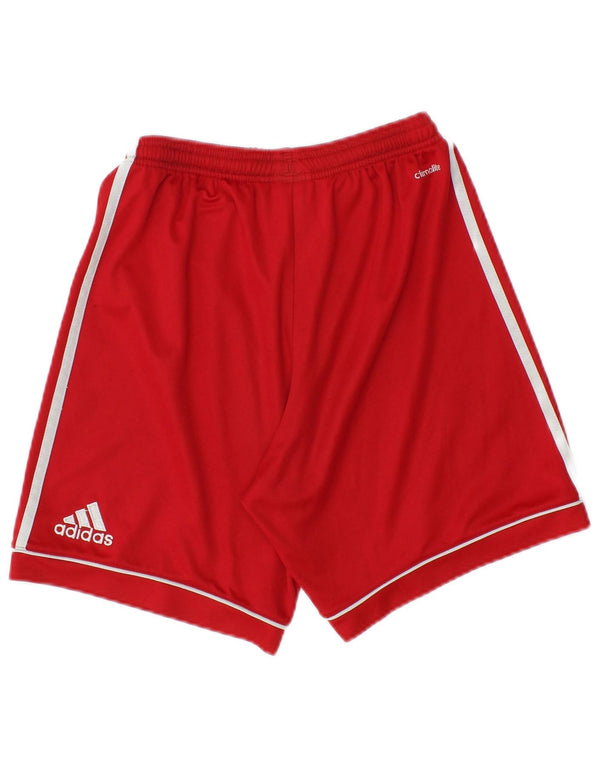 Pantaloncini sportivi Adidas Climalite da ragazzo 13-14 anni in poliestere rosso