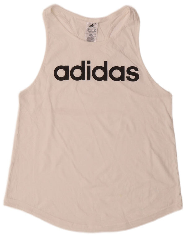Canotta grafica da donna Adidas UK 16/18 Large White Cotton Sports