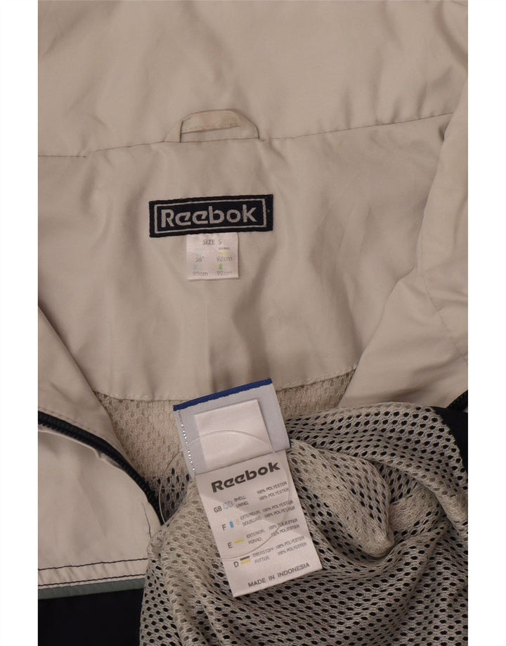 REEBOK Giacca antipioggia pullover da uomo UK 36 Small Blu Navy Colourblock