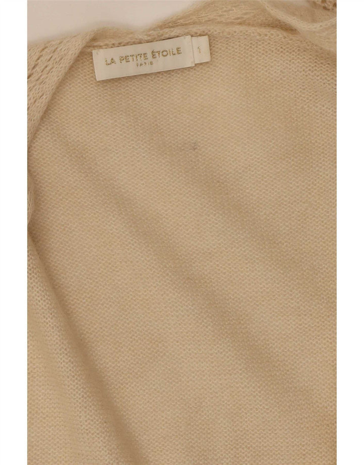 Maglione cardigan aperto da donna vintage UK 16 grande beige