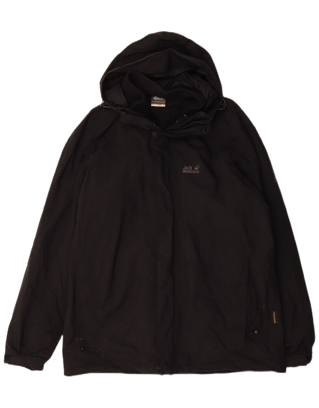 Giacca a vento con cappuccio da uomo Jack Wolfskin UK 44/46 XL poliestere nero