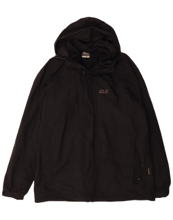 Giacca a vento con cappuccio da uomo Jack Wolfskin UK 44/46 XL poliestere nero