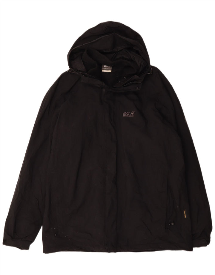 Giacca a vento con cappuccio da uomo Jack Wolfskin UK 44/46 XL poliestere nero