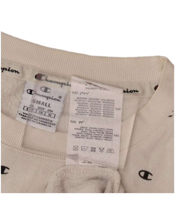 CHAMPION Felpa con grafica oversize da donna UK 10 Small White