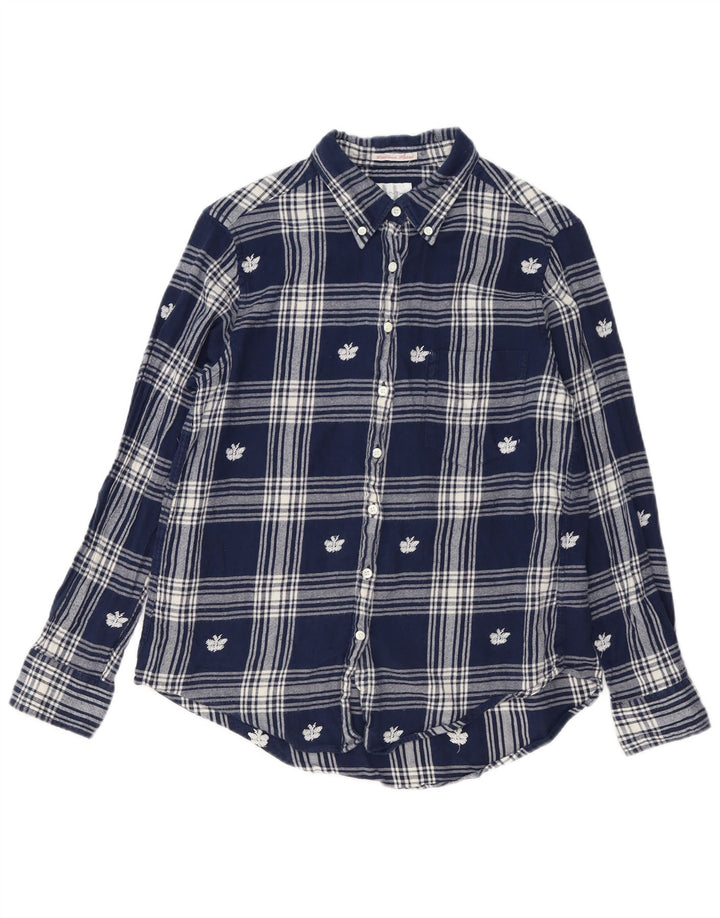 GANT Camicia in flanella da donna UK 14 Cotone scozzese medio blu navy
