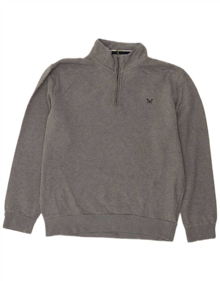 CREW CLOTHING Felpa da uomo con zip e collo maglione XL in cotone grigio