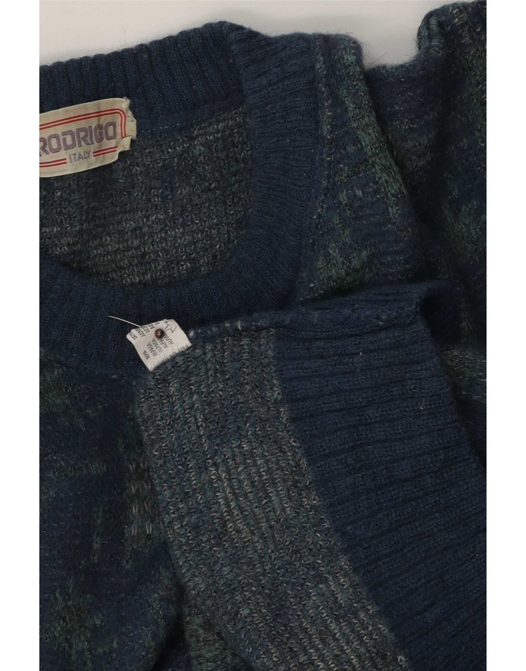 Rodrigo Maglione girocollo da uomo maglione grande lana di alpaca geometrica blu