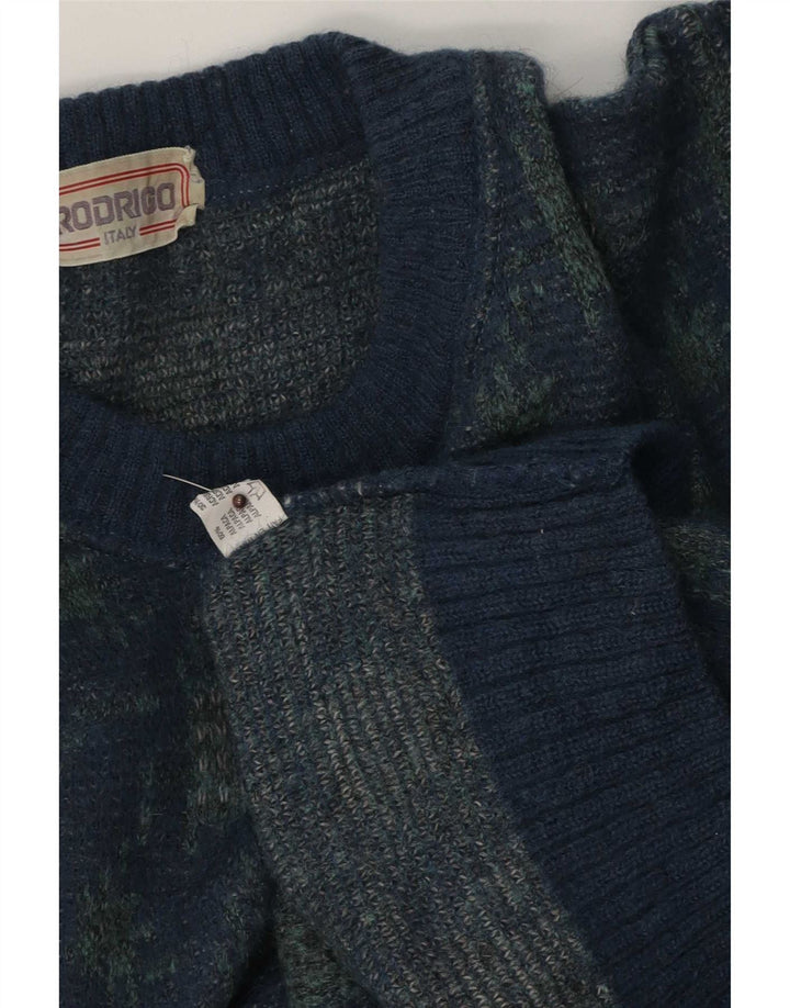 Rodrigo Maglione girocollo da uomo maglione grande lana di alpaca geometrica blu