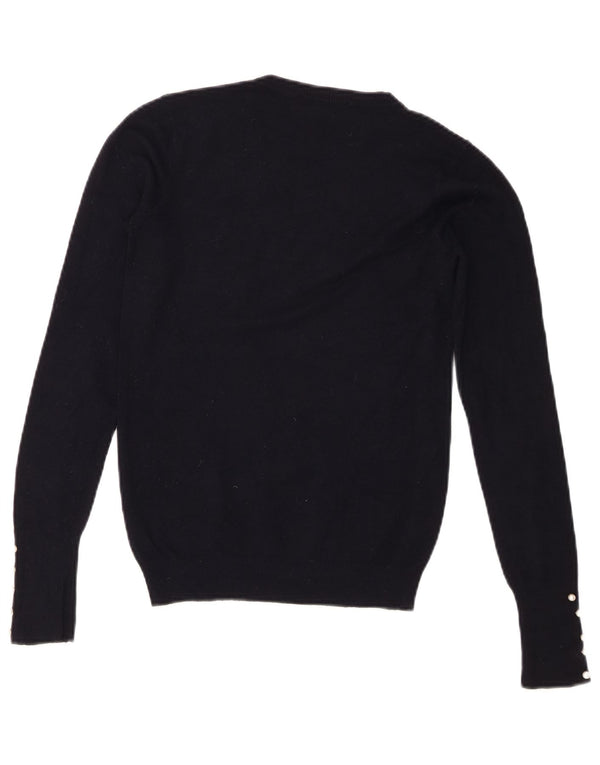 Maglione maglione girocollo da donna Zara UK 10 piccolo in viscosa blu navy
