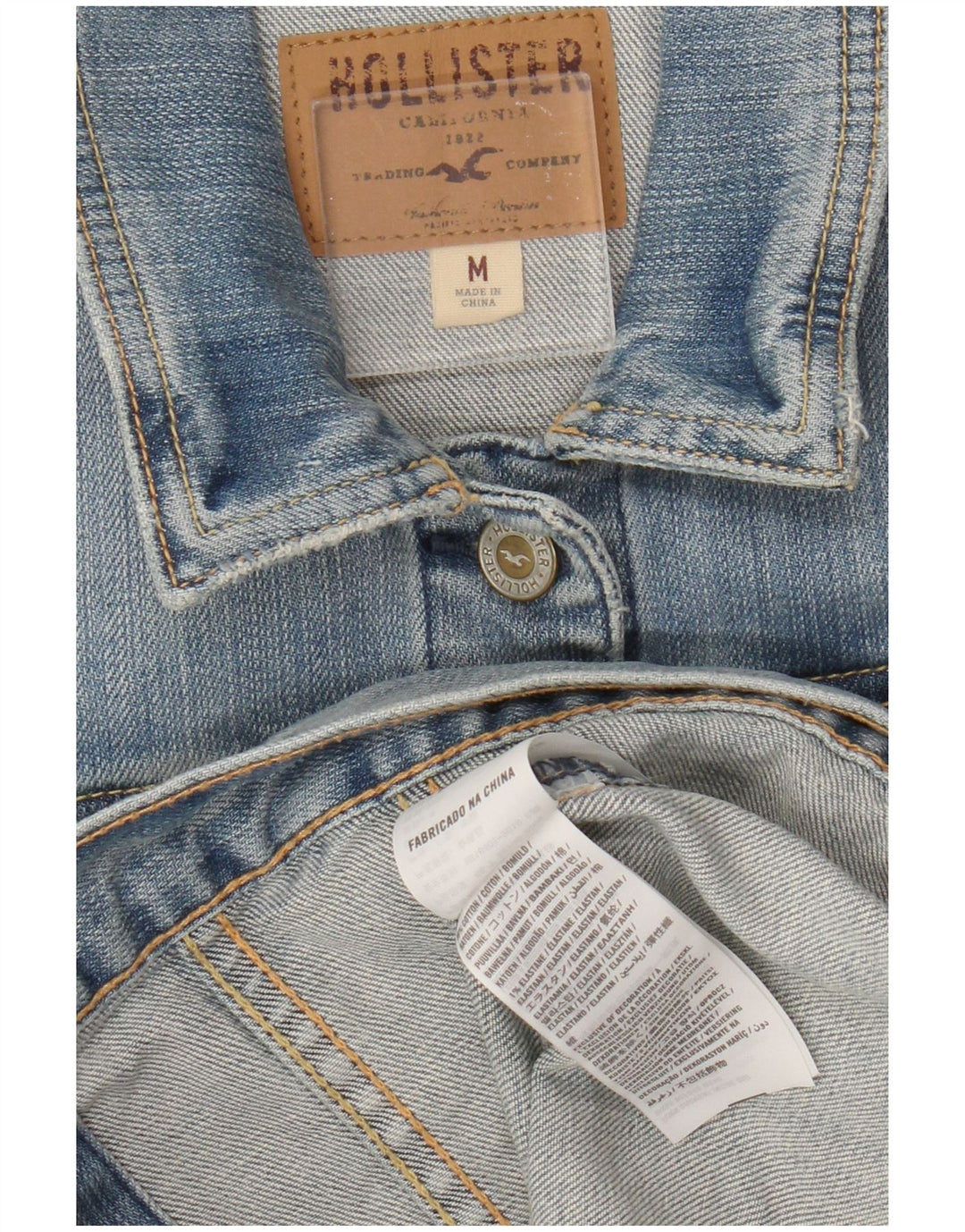 Gilet in denim da donna Hollister UK 12 cotone blu medio