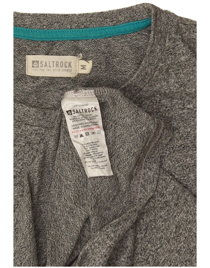 T-shirt grafica da uomo Saltrock a maniche lunghe in cotone chiazzato grigio medio