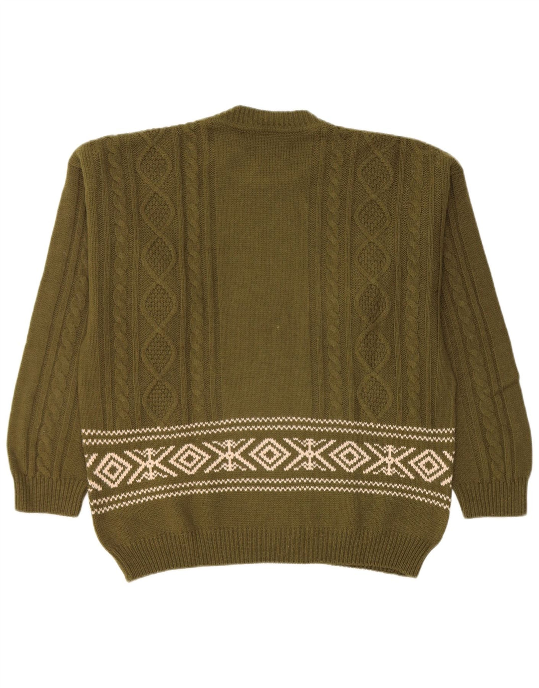 Maglione maglione girocollo da uomo Lemon XL lana Fair Isle kaki