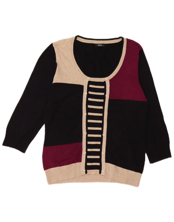 Maglione maglione con scollo a barca da donna M&Co UK 14 blocco colore nero medio