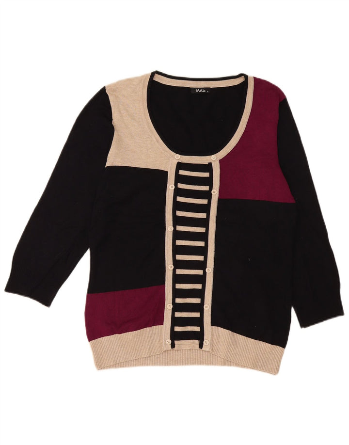 Maglione maglione con scollo a barca da donna M&Co UK 14 blocco colore nero medio