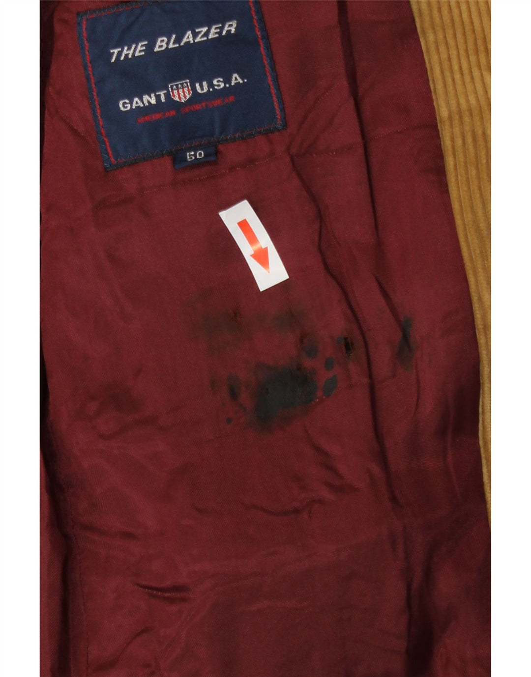 Gant Giacca Blazer da Uomo in Velluto a Coste a 3 Bottoni IT 50 Large in Cotone Beige