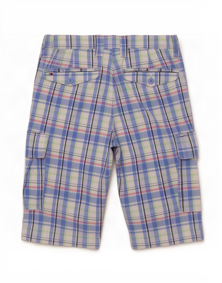 Pantaloncini cargo da bambino Tommy Hilfiger 13-14 anni W28 in cotone a quadri blu