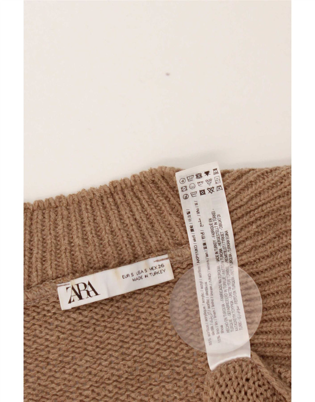 Canotta oversize da donna Zara UK 10 piccola in acrilico marrone