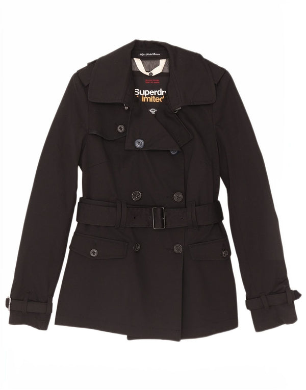 Trench da donna Superdry UK 10 piccolo cotone color block nero