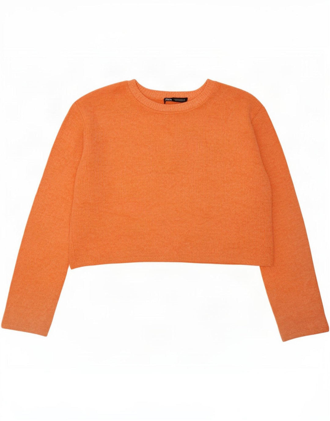 Top corto oversize da donna Zara a maniche lunghe UK 10 piccolo poliestere arancione